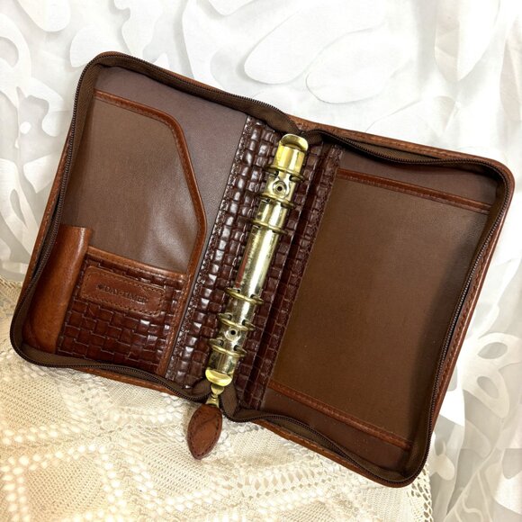 Day Timer Zip Around Basketweave Embossed Planner Cover Vintage - Picture 6 of 11